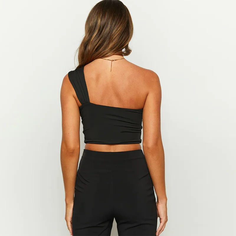 One Shoulder hollow back crop