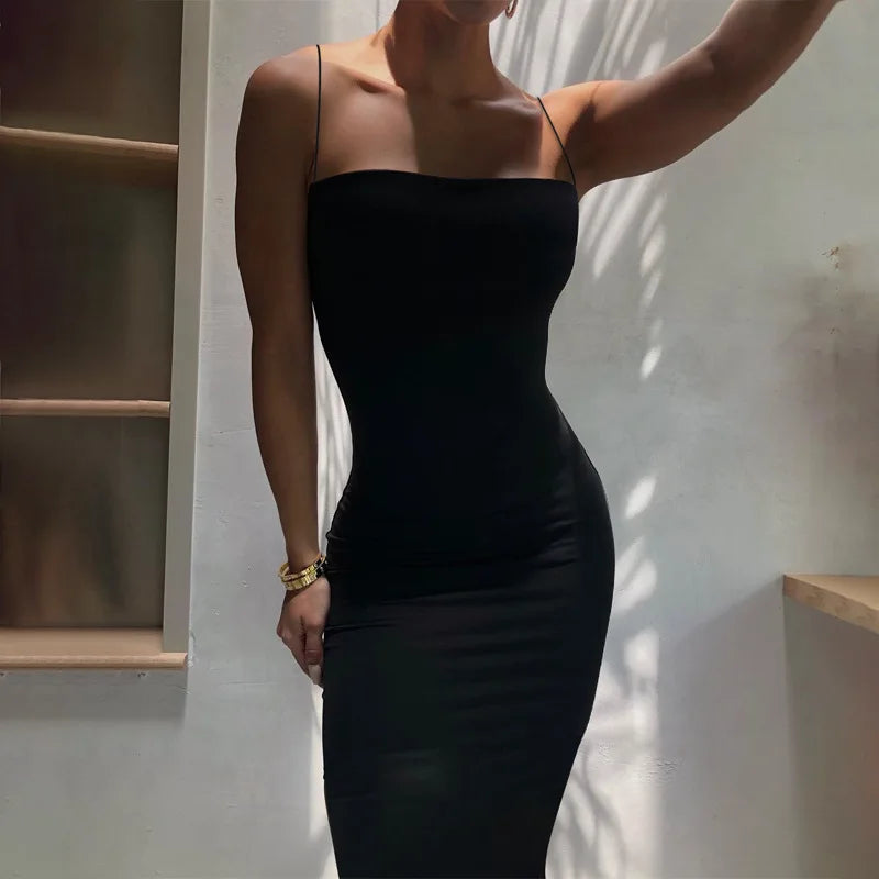 Street wear Sleeveless Solid Spaghetti Strap