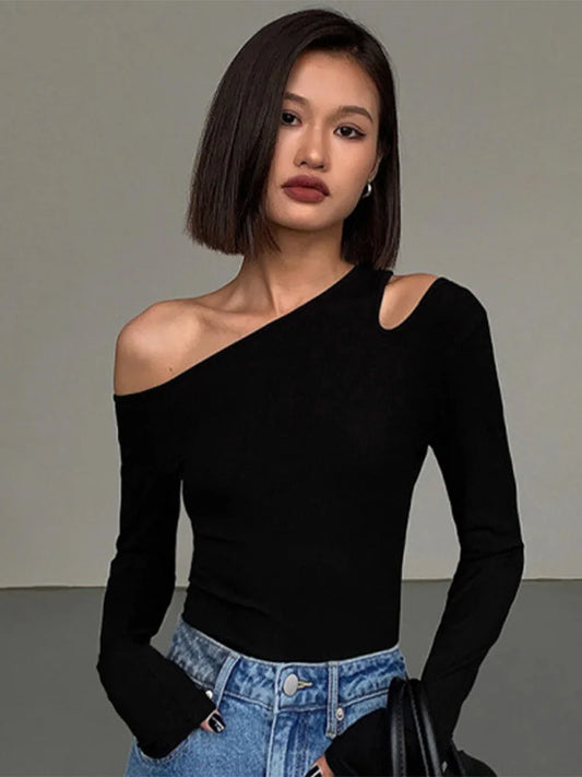 Off-shoulder long sleeve cut out