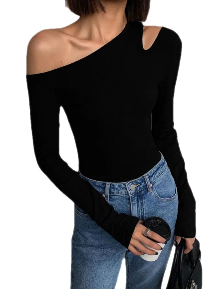 Off-shoulder long sleeve cut out